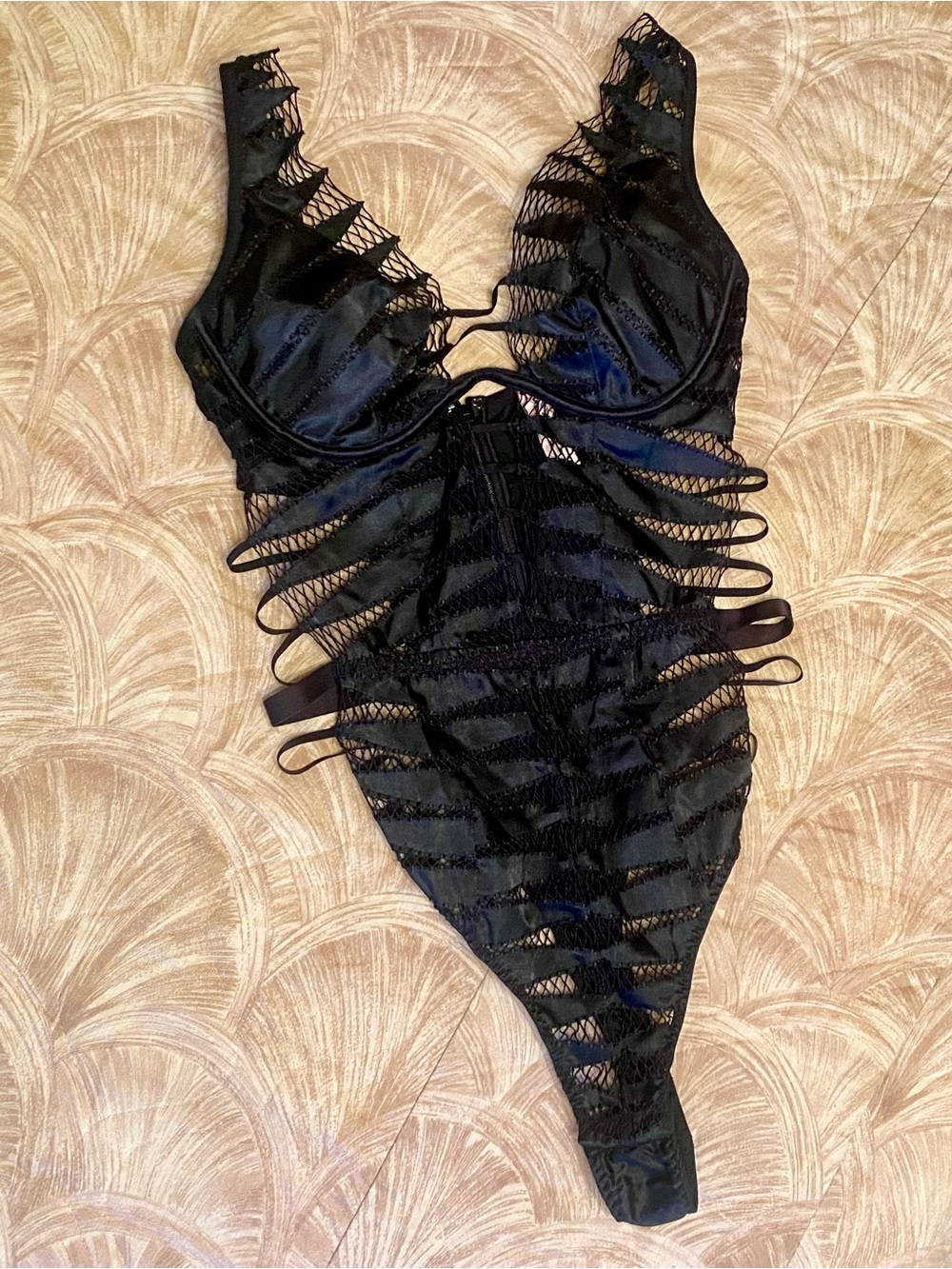 Agent Provocateur Rayna Black Fishnet Strappy Bodysuit - Picture 13 of 15